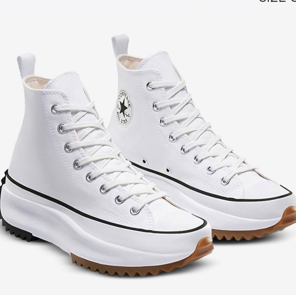 Run Star Hike Canvas Converse Platform W8 M6.5 White/Black/Gum NIB - Picture 1 of 7